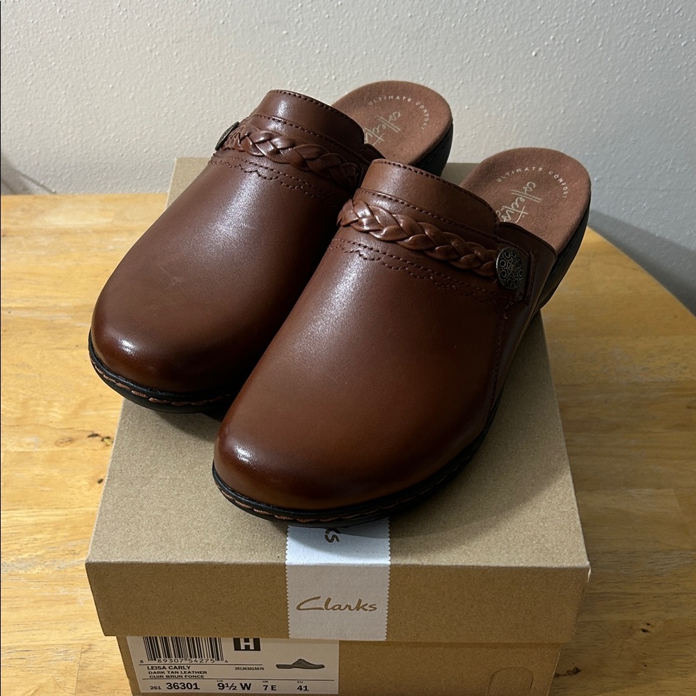 Clarks Chestnut Leather Slip-On Shoes